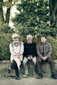 Miyazaki Hayao (left), Suzuki Toshio (center) and Takahata Isao Photo by Nicolas Guérin