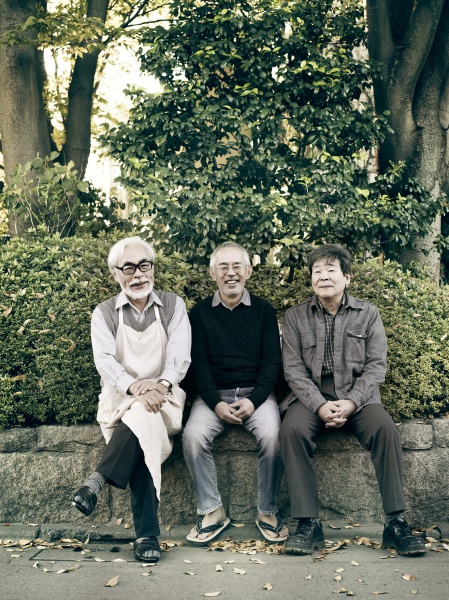 Miyazaki Hayao (left), Suzuki Toshio (center) and Takahata Isao Photo by Nicolas Guérin